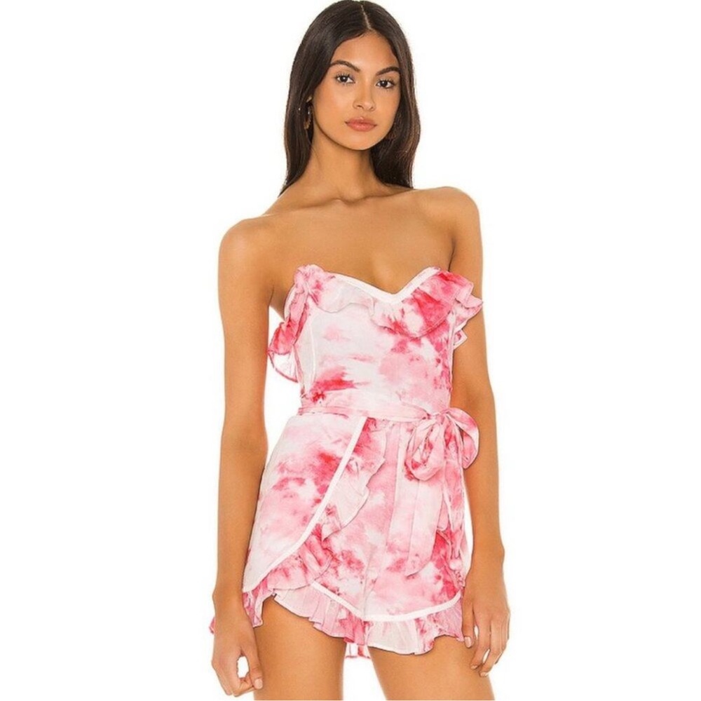 Lovers + Friends Anniston Pink Poppy Tye Dye Bustier Corsette Romper XS